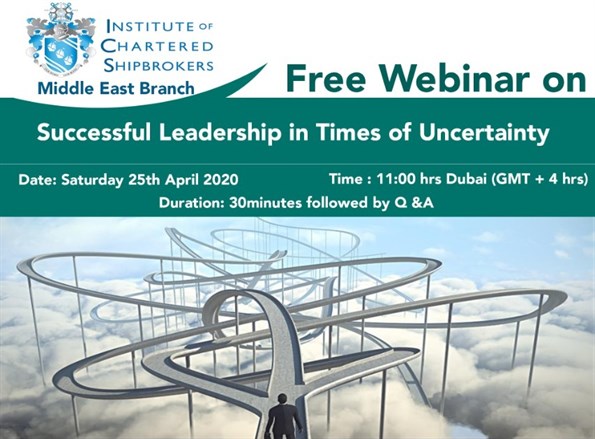 ICS MIDDLE EAST FREE WEBINAR 24.04.2020 on Leadership and uncertainty banner